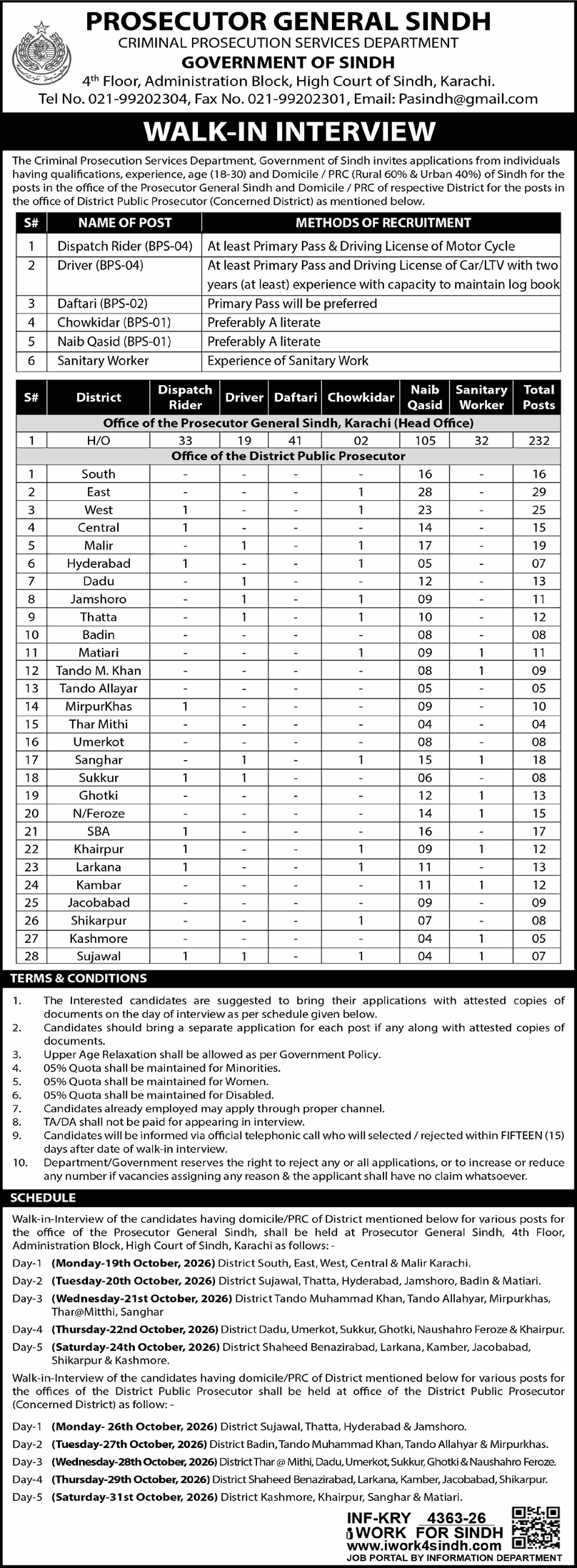 Prosecutor General Sindh (Criminal Prosecution Services Department)
